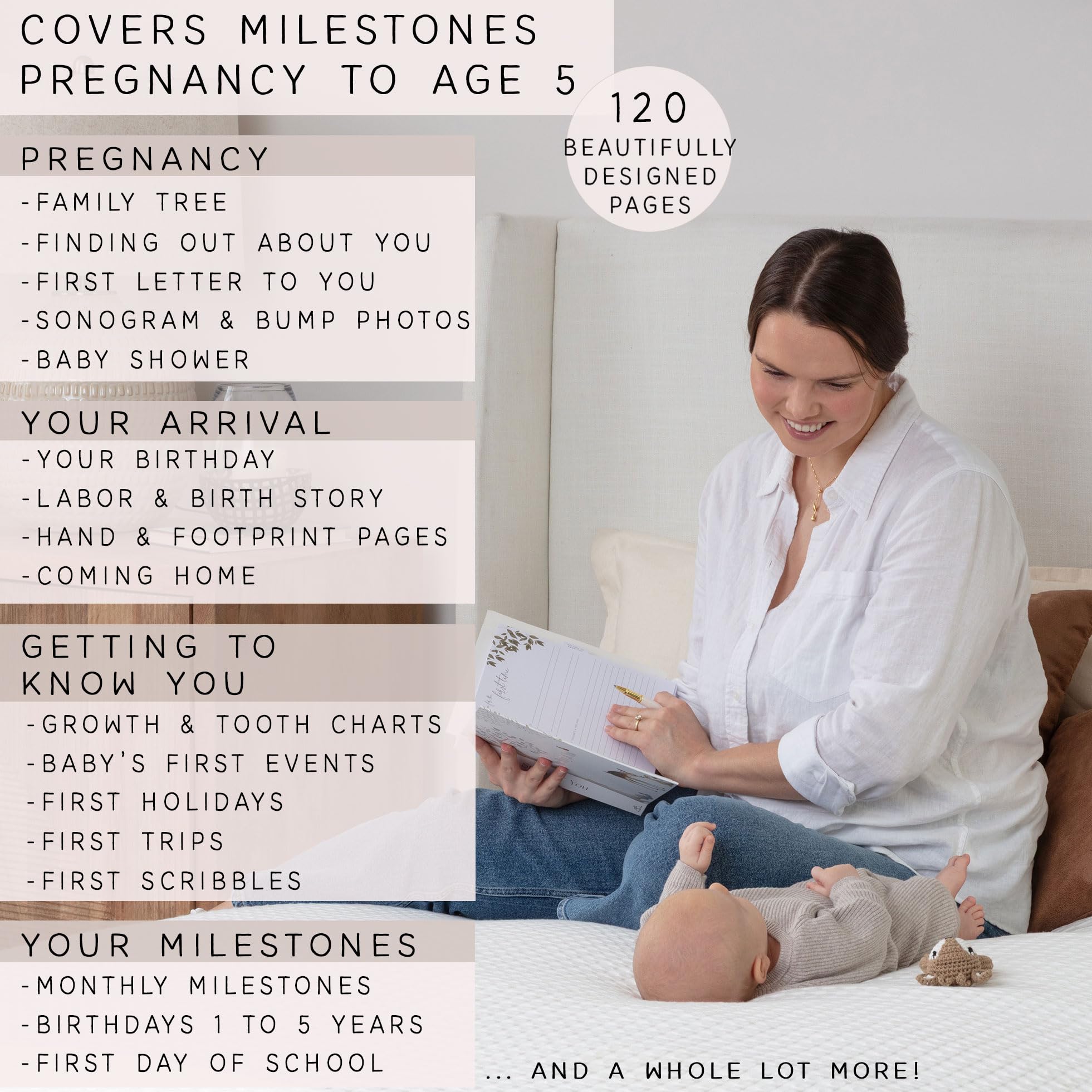 Six dividers in Two Little Dinos memory book organize milestones clearly