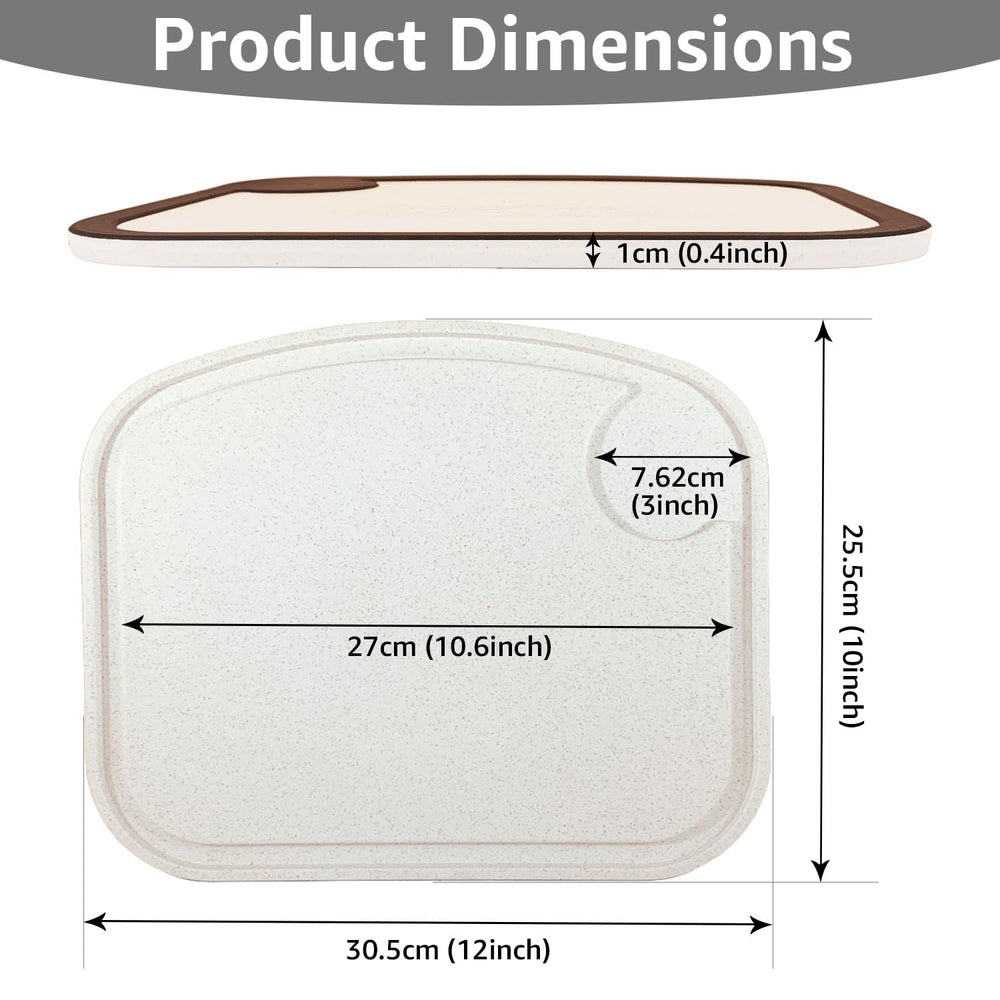 Two Peas wide cutting board edge design for stable serving