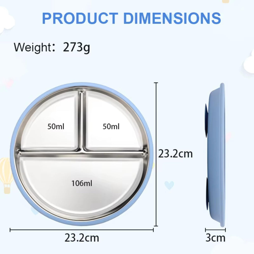 TwoSet blue silicone-sleeve plate highlights non-slip surface for table protection