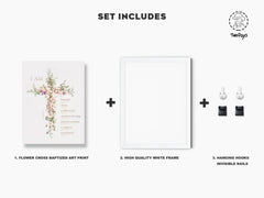 Display of TwoDays baptism wall art in white frame