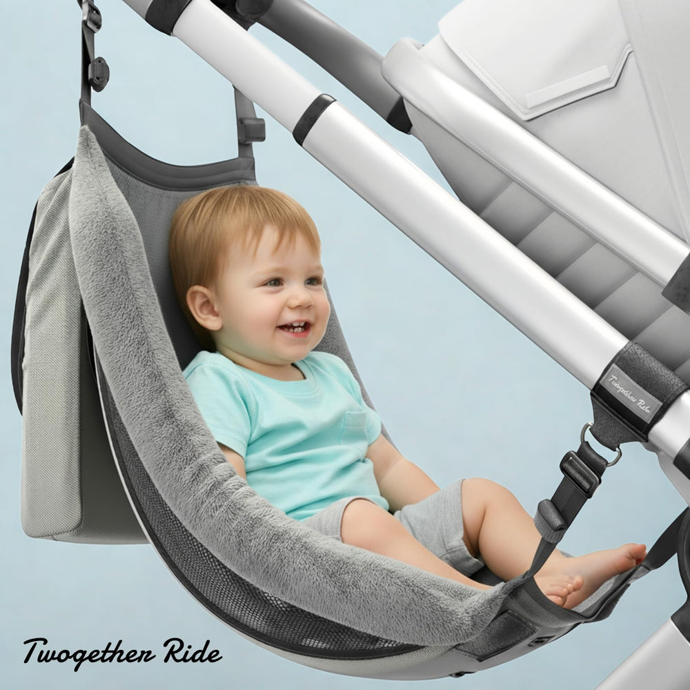 Twogether Ride Hammock Seat Attachment offers a compact option for travel strollers.