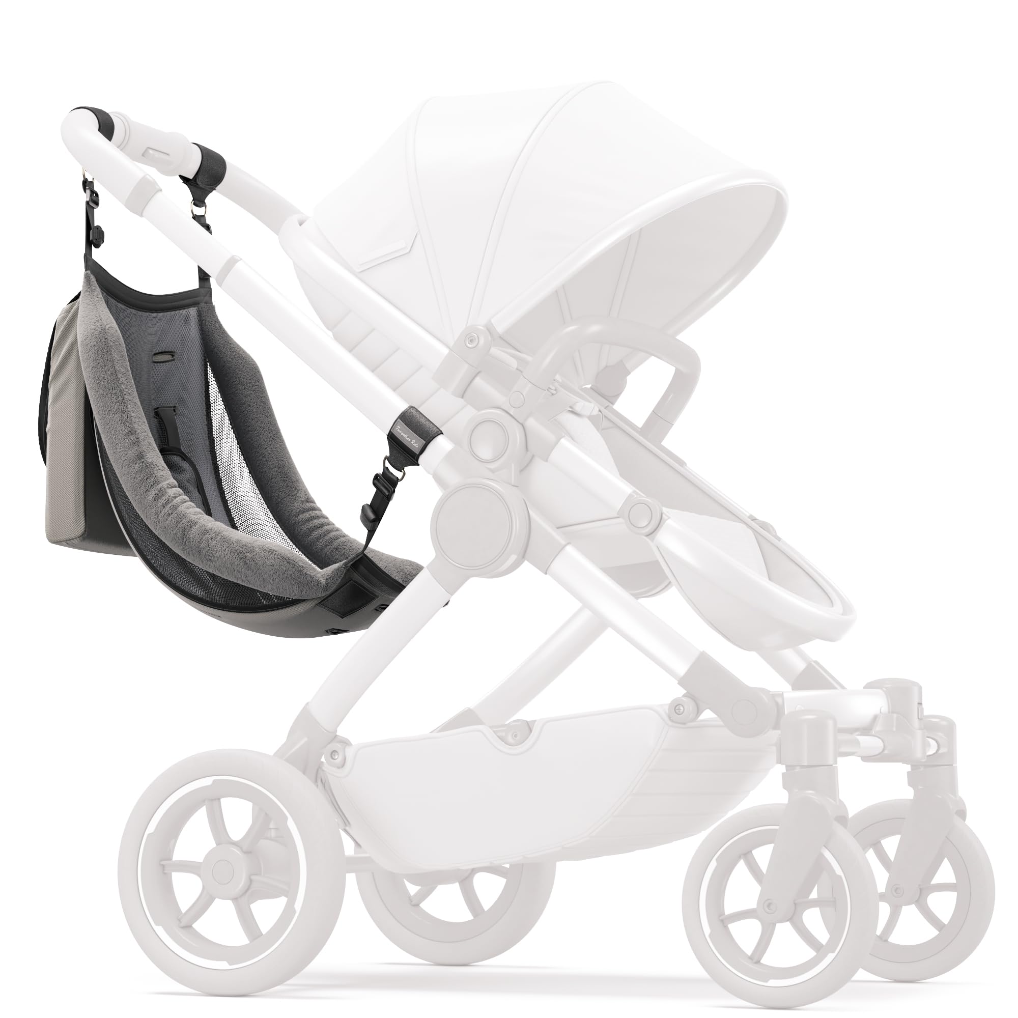 Twogether Ride Hammock Seat Attachment creates a double-stroller setup for two riders.