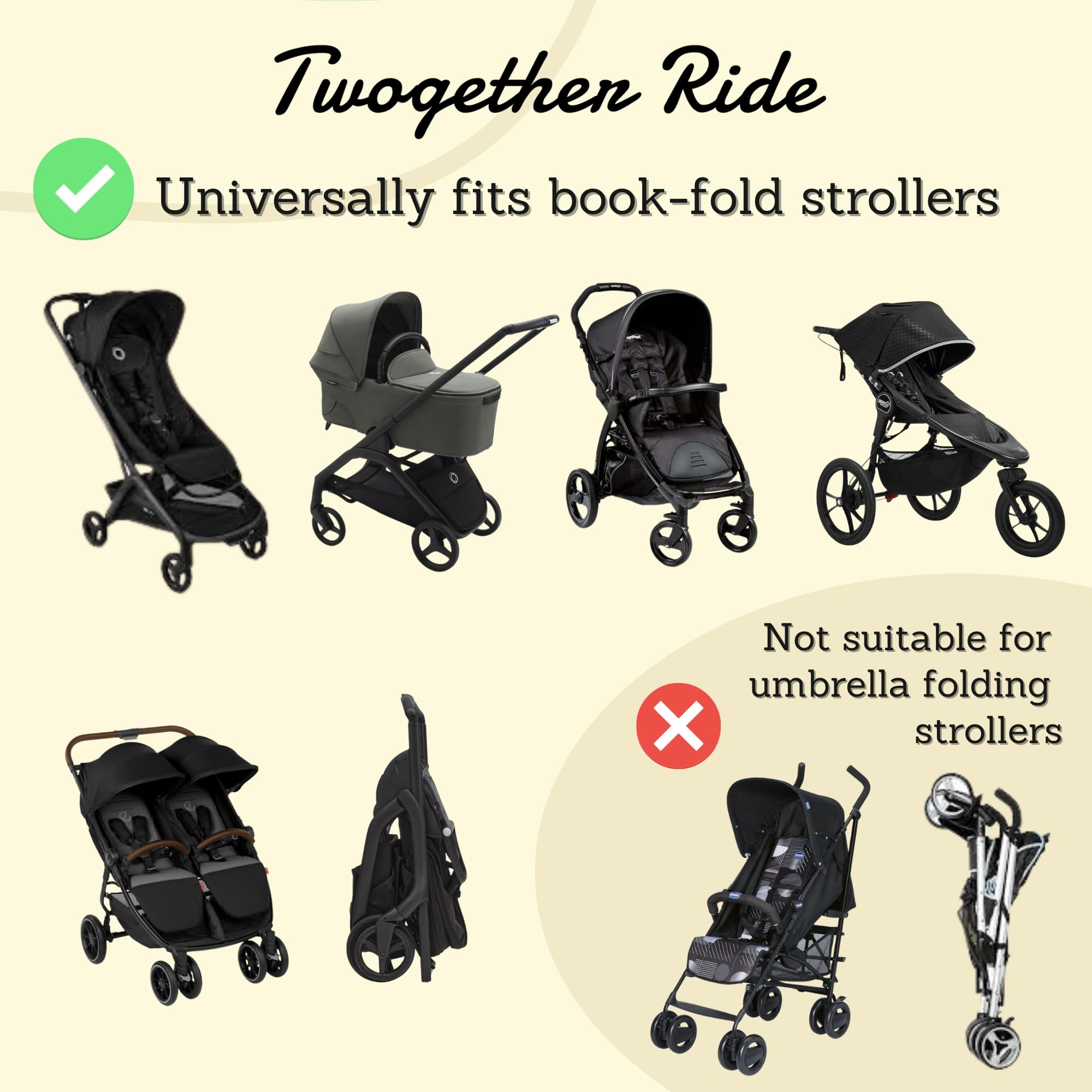 Twogether Ride Hammock Seat Attachment enhances toddler ride comfort on outings.