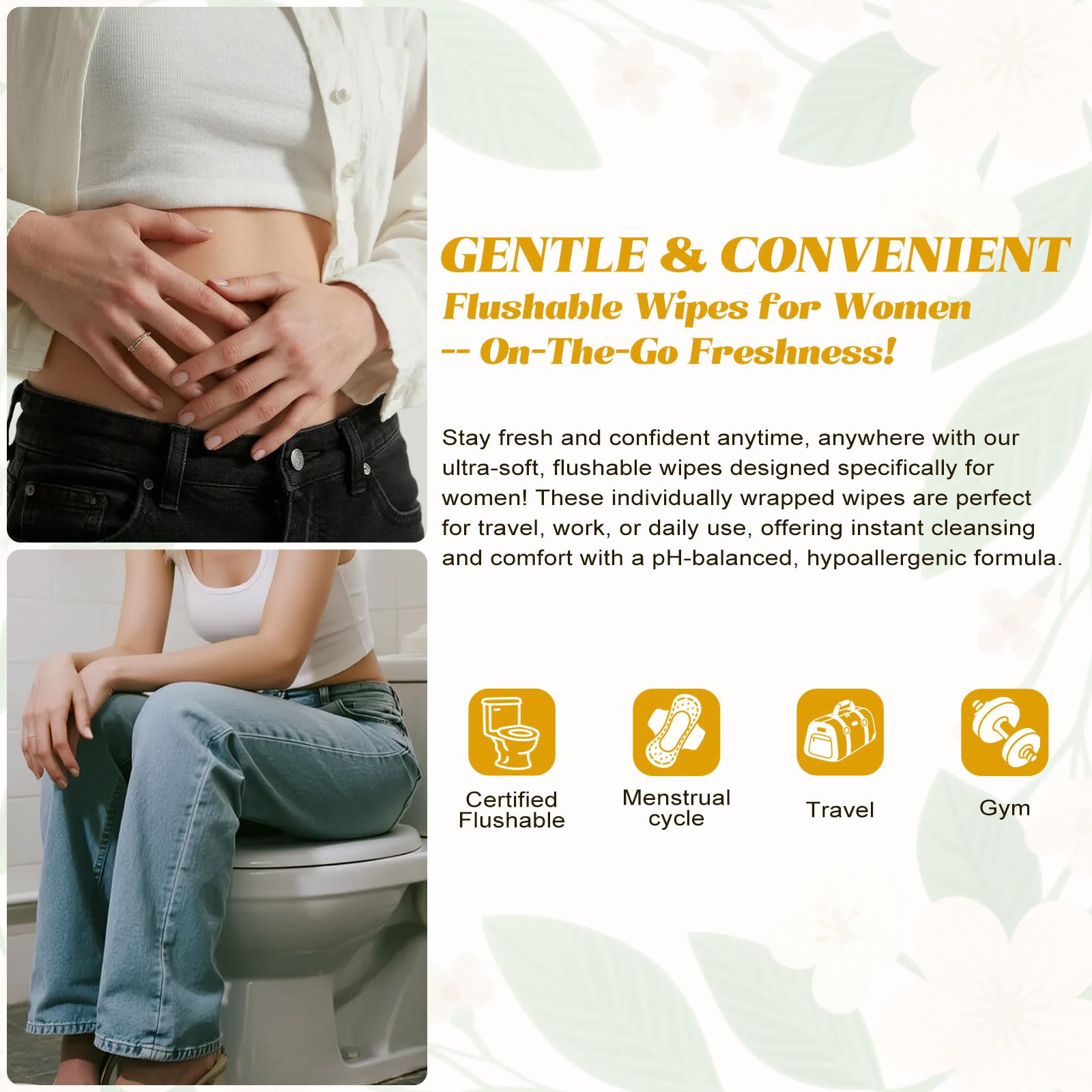 Twoworld flushable wipes designed for hygienic, biodegradable disposal after use.