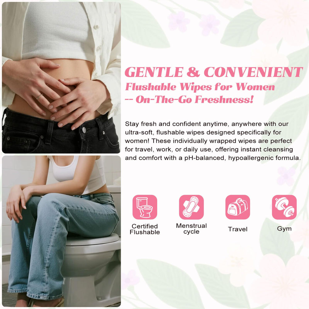 twoworld feminine wipes flushable design easy to dispose.