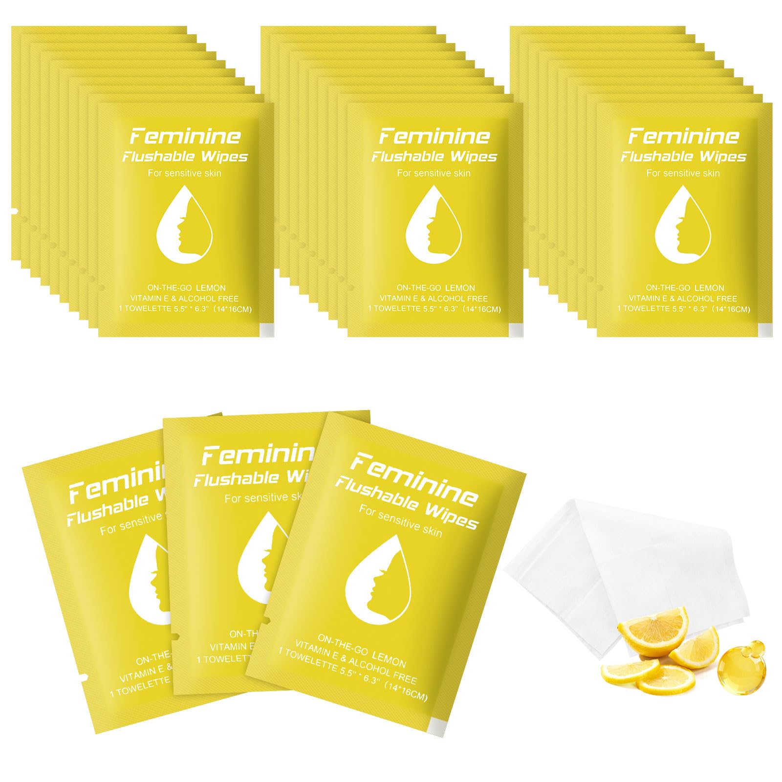 twoworld Feminine Wipes lemon packaging shows travel-friendly freshness for everyday use.