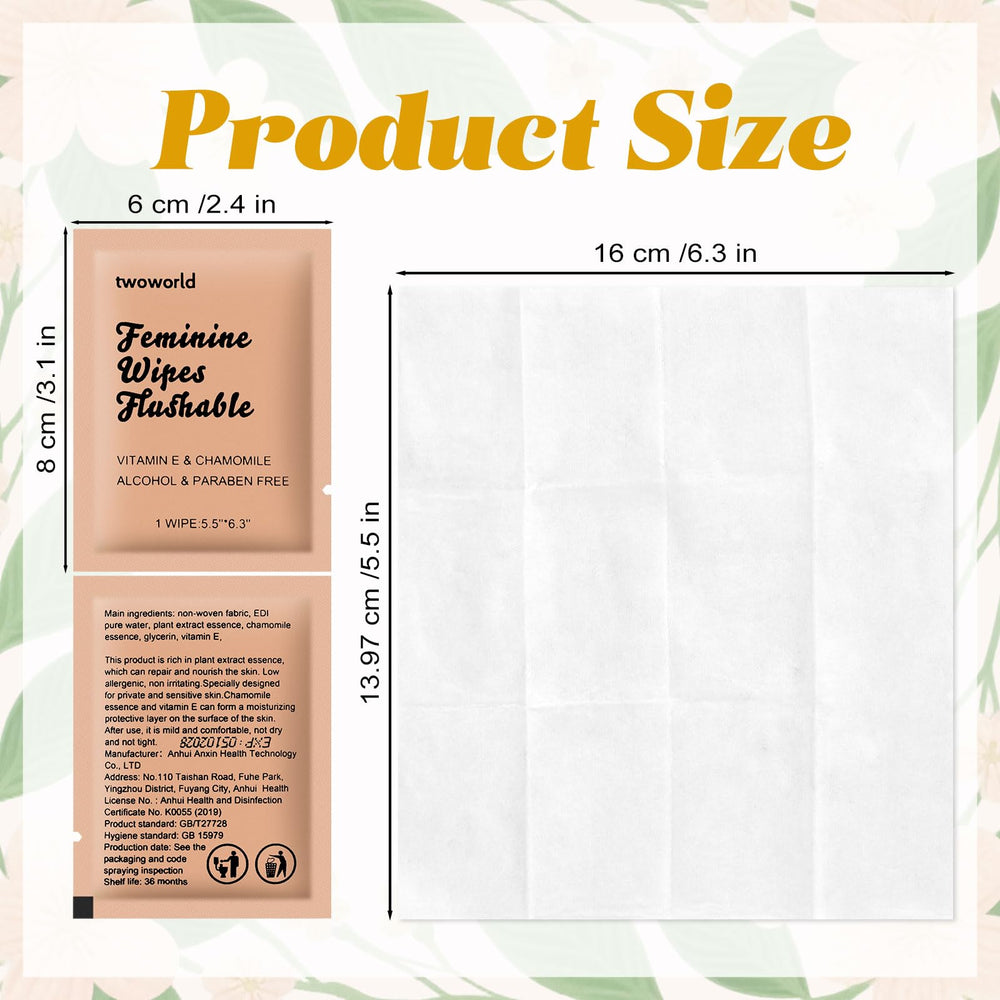 Twoworld flushable wipes individually wrapped for hygienic use