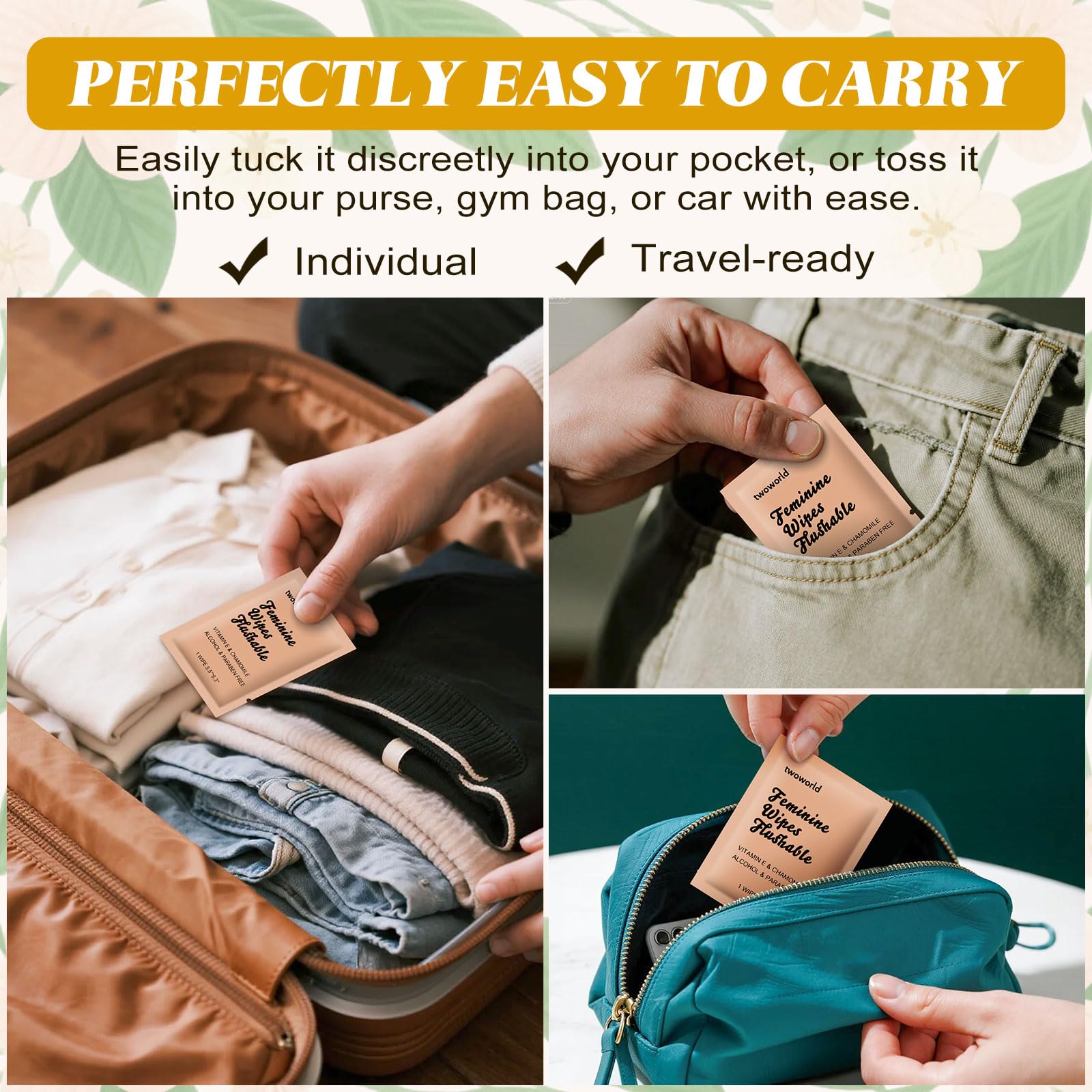 Portable odor control wipes ideal for travel and activities