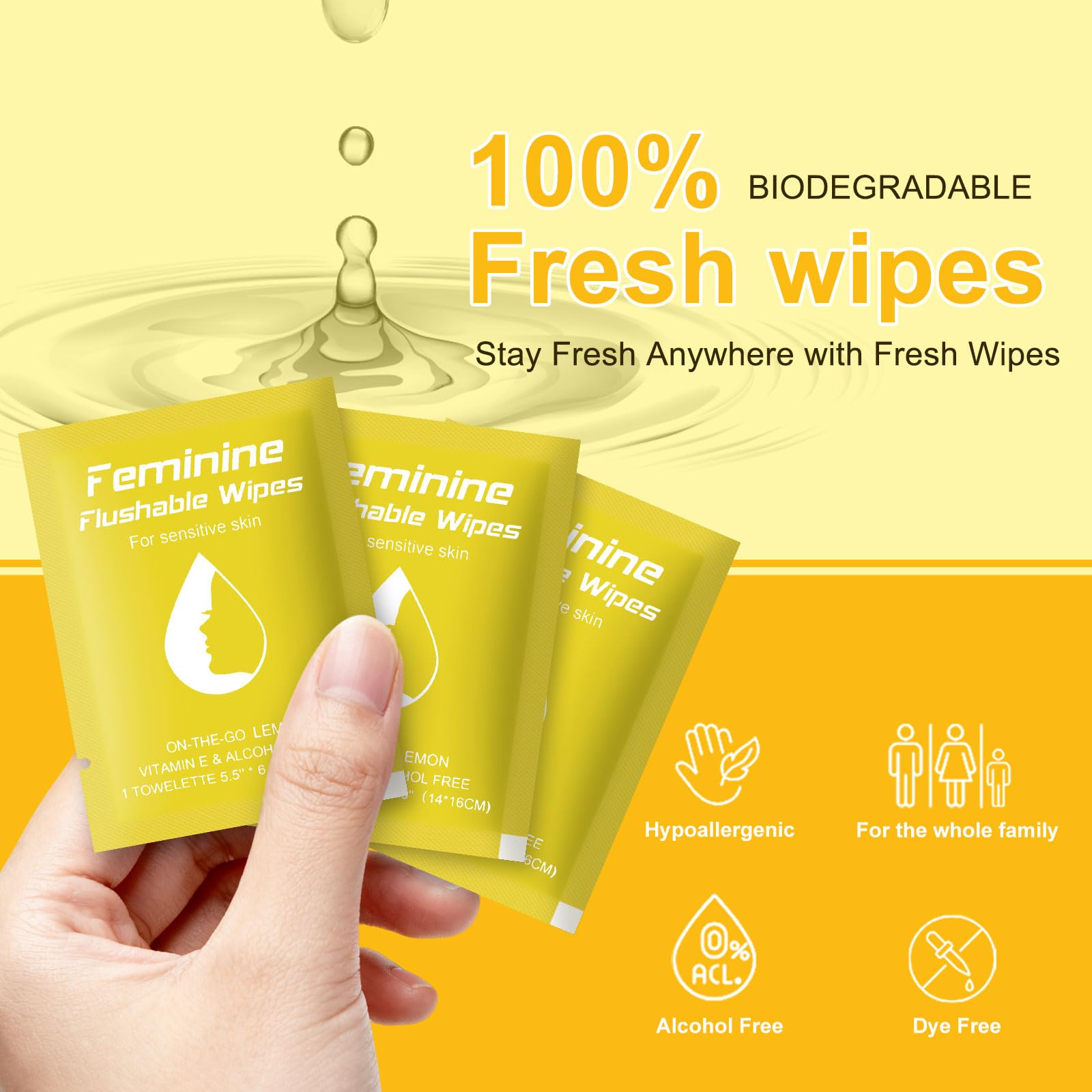 twoworld feminine wipes in a compact backpack-ready travel set.