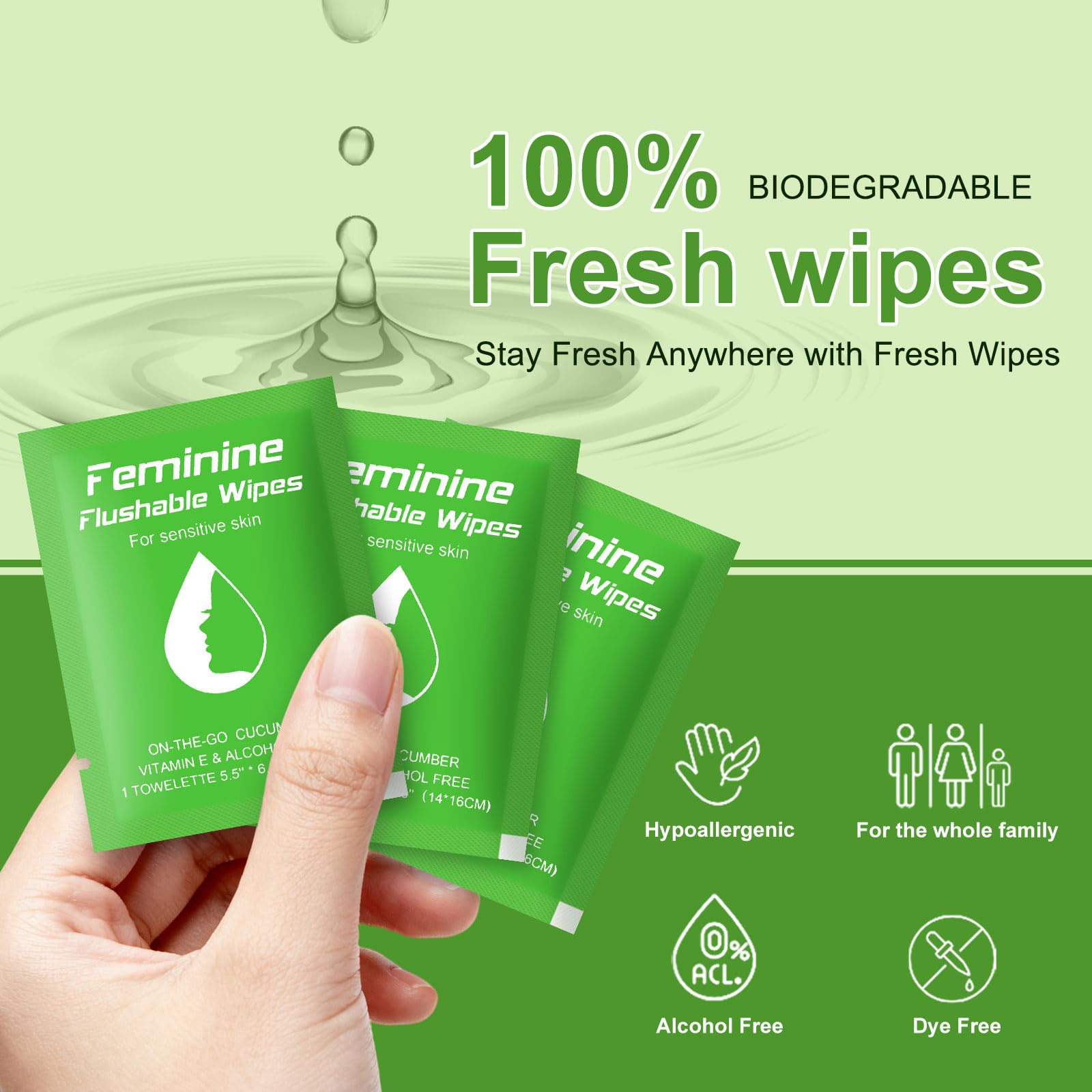 Twoworld wipes packaging size 2.3x3 inches for travel
