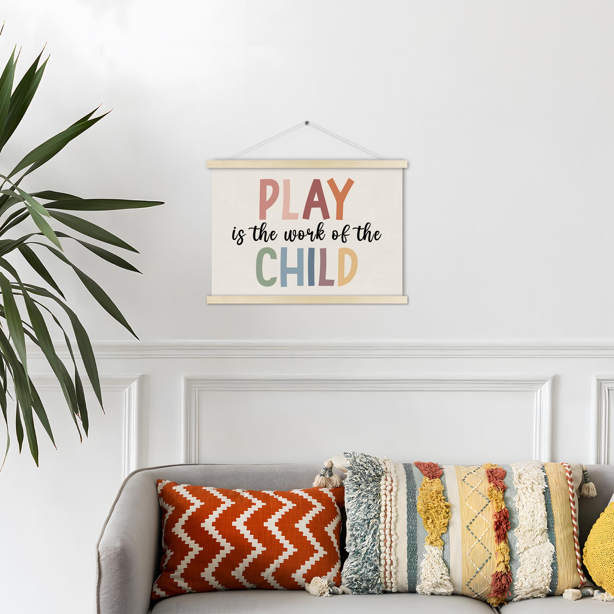 TWRVI poster hanger shows natural wood grain and decorative patterns.