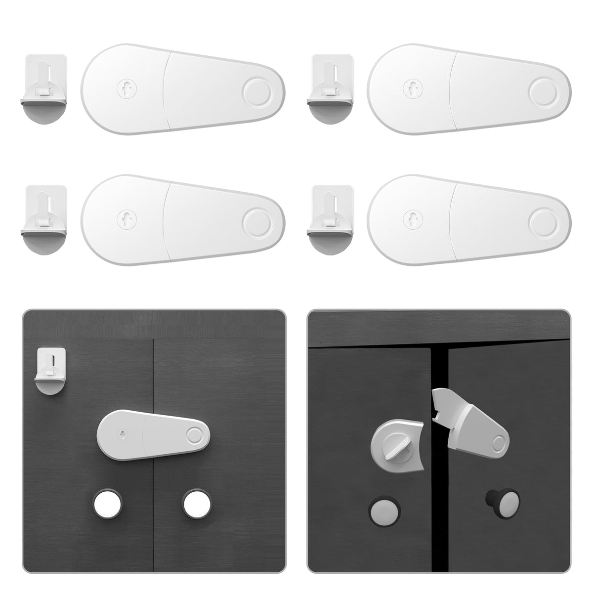 TXTLDB 4-pack cabinet locks with keys for child safety and easy access