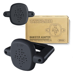 TXTLDB baby gate banister adapter on a post provides secure, no-drill mounting for stairs.