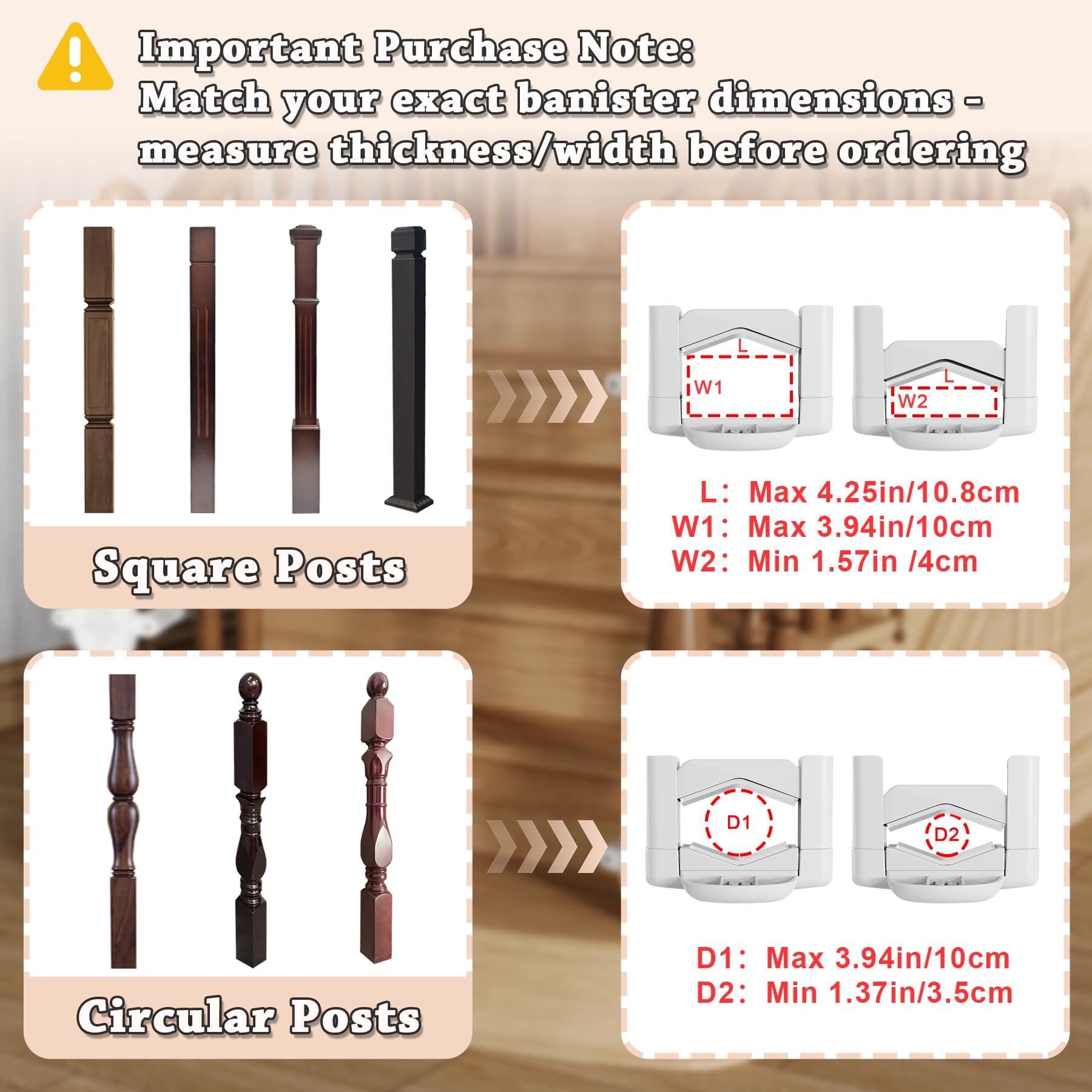 TXTLDB square-post mounting supports 1.57-3.94 inch rails for stability
