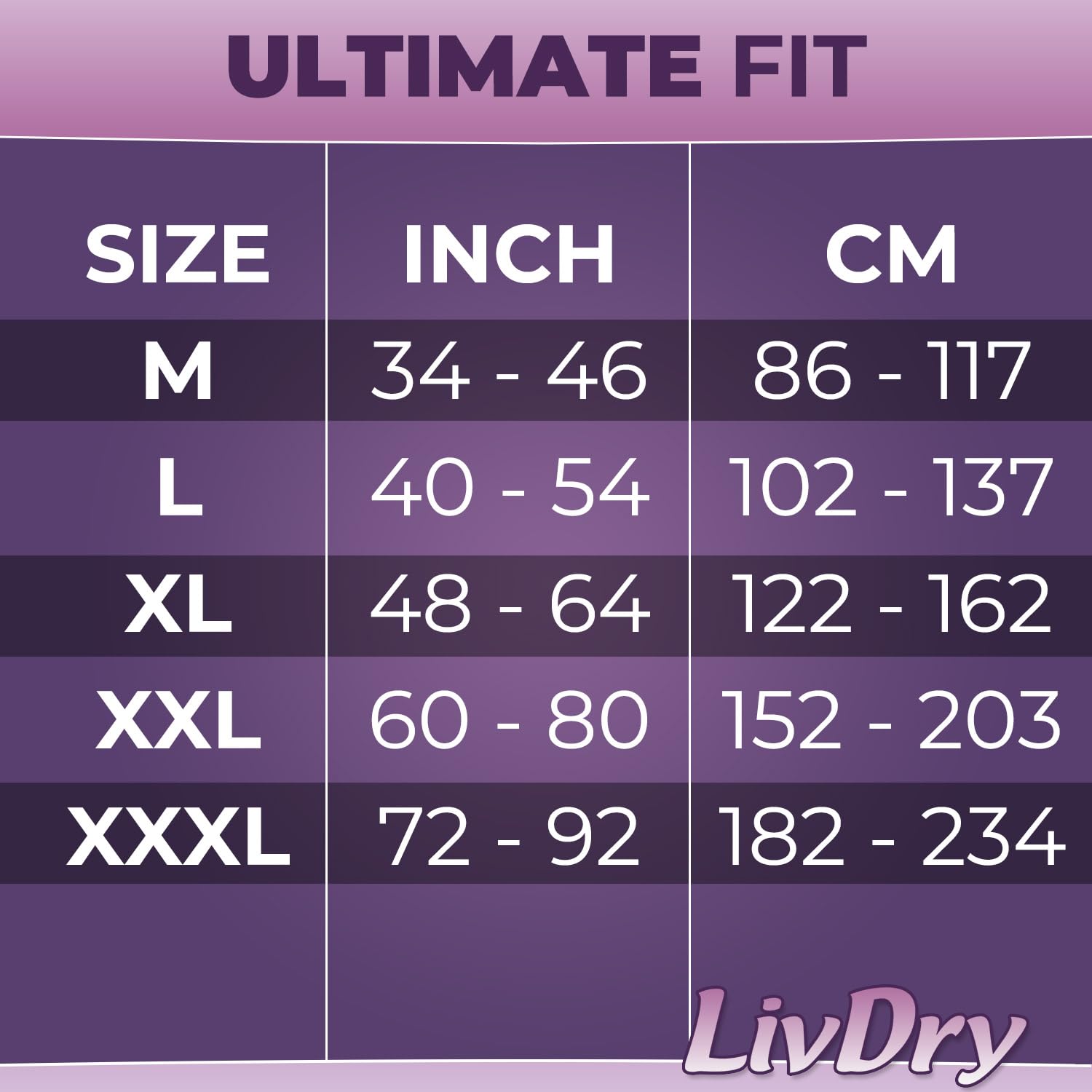 LivDry L elastic-fit with contouring for a secure, feminine feel