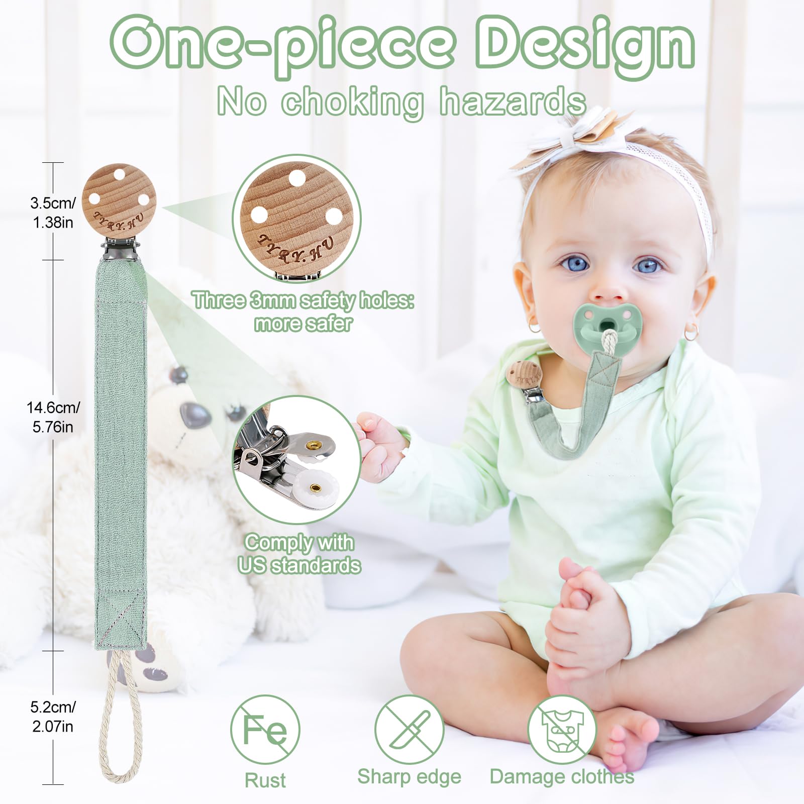 TYRY.HU Ribbon Pacifier Clip Holder versatile use for pacifiers, teethers, and toys