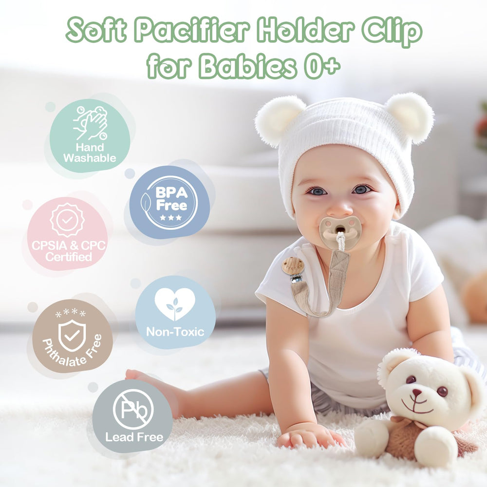 TYRY.HU Ribbon Pacifier Clip Holder soft webbing for gentle touch