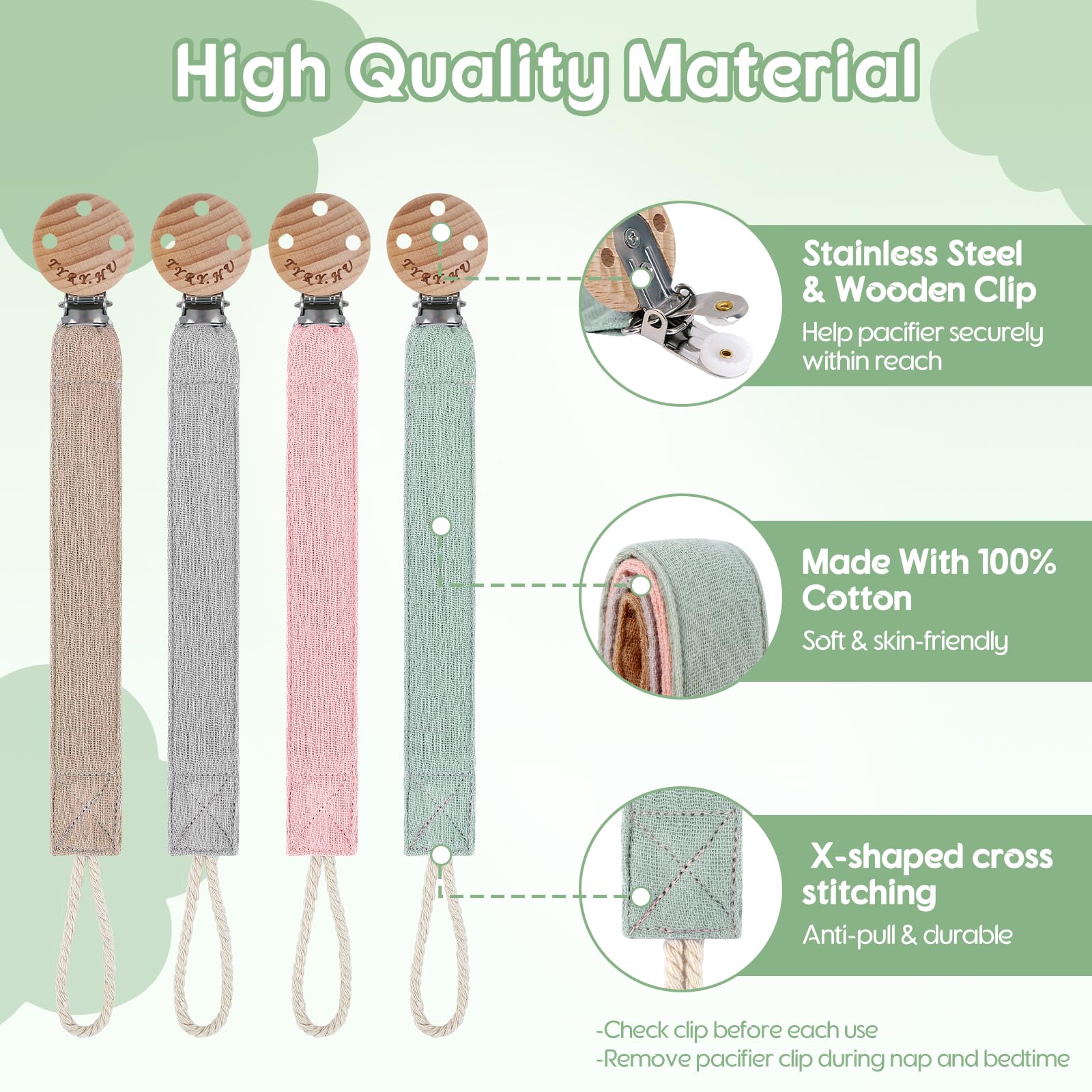 TYRY.HU Upgraded wooden stainless clip close-up highlighting rust-proof design