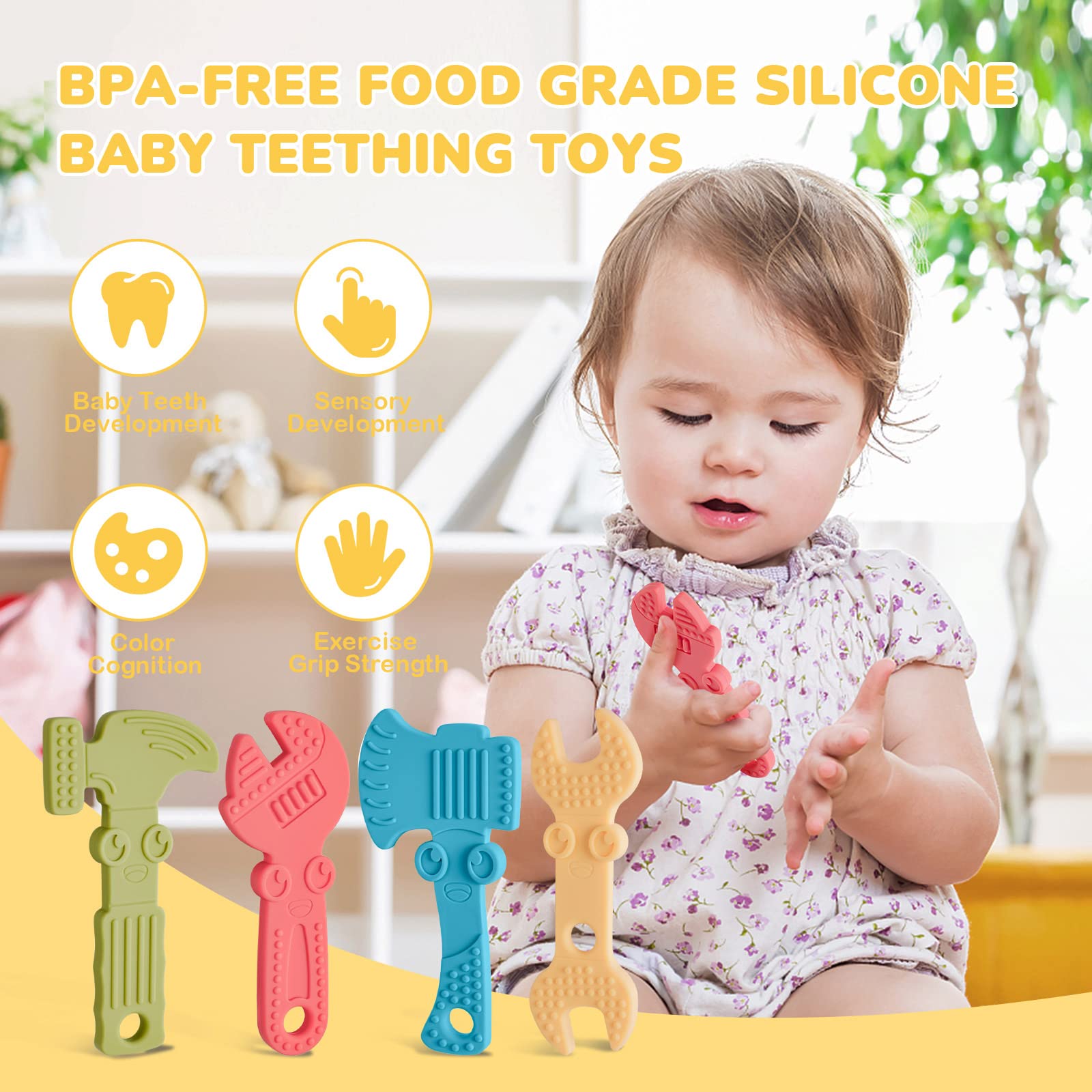TYRY.HU teether wrench features textured surfaces for soothing gums during chewing.