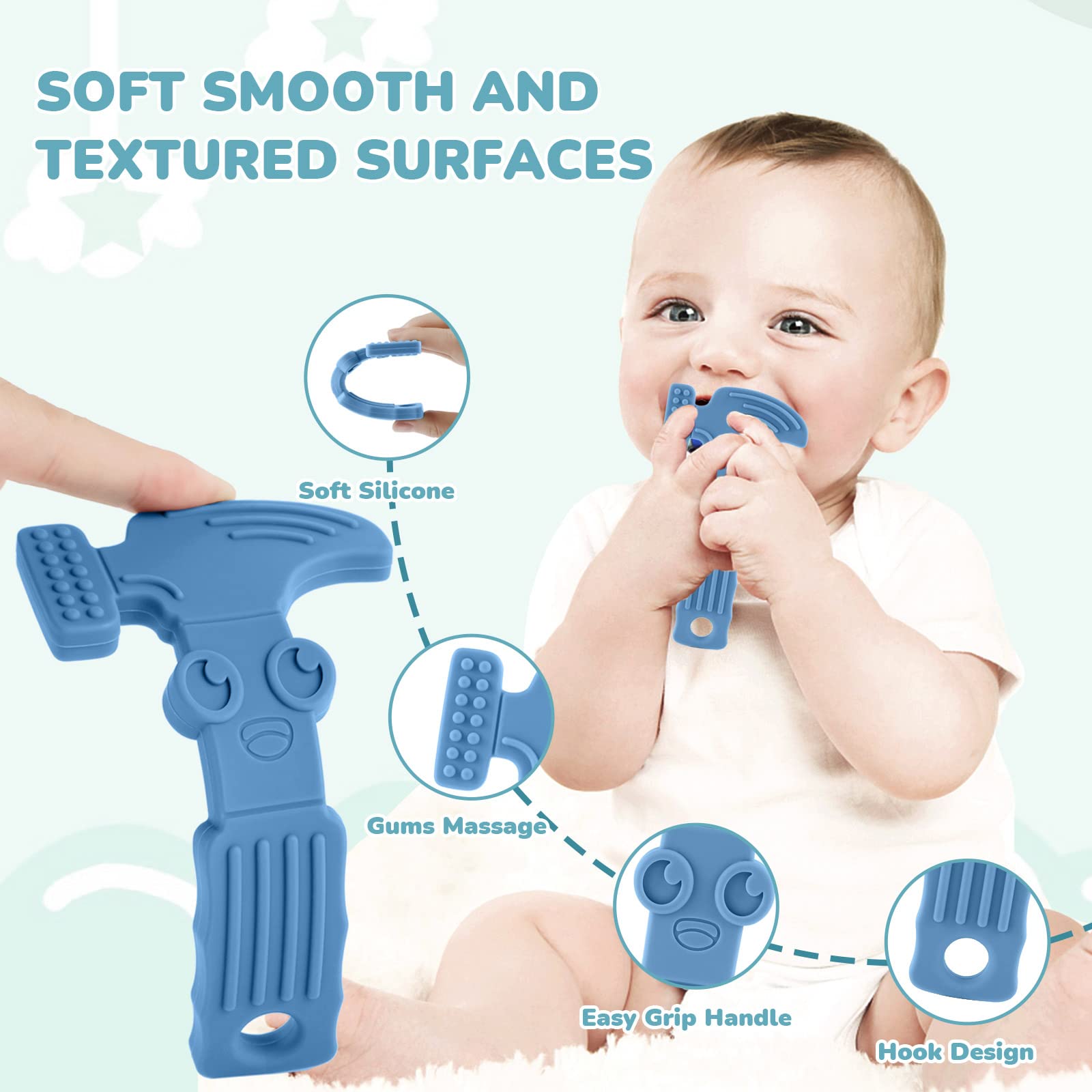TYRY.HU teether spanner with bright colors to attract baby’s attention.