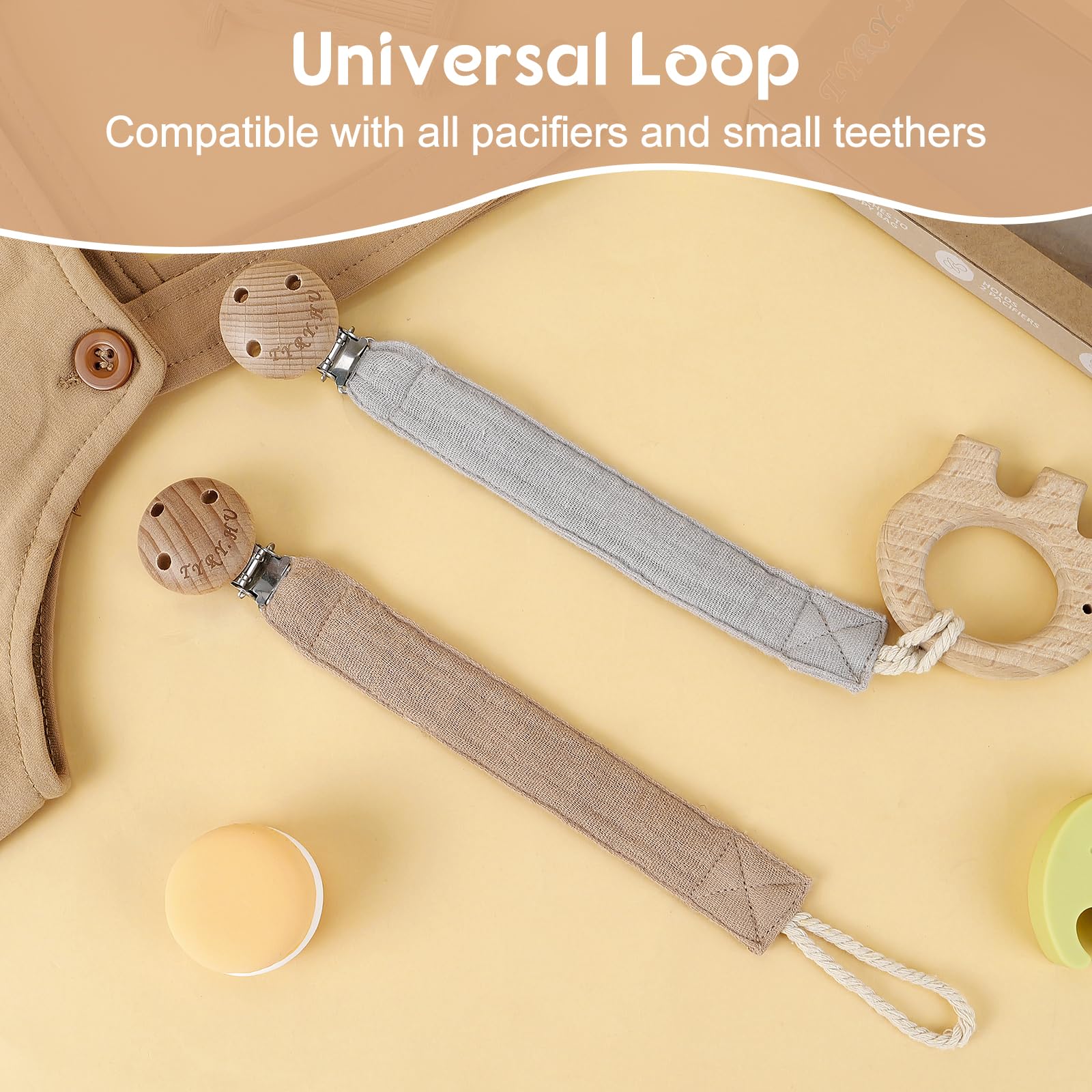 TYRY.HU multi-use pacifier clip suitable for teethers and toys.