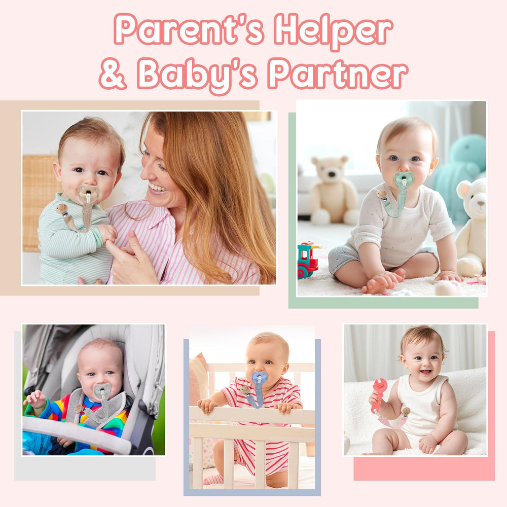 TYRY.HU Ribbon Pacifier Clip wooden clip close-up with three-hole safety