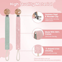TYRY.HU Ribbon Pacifier Clip Green Clip Detail: three-hole safety clip and rust-resistant hardware.