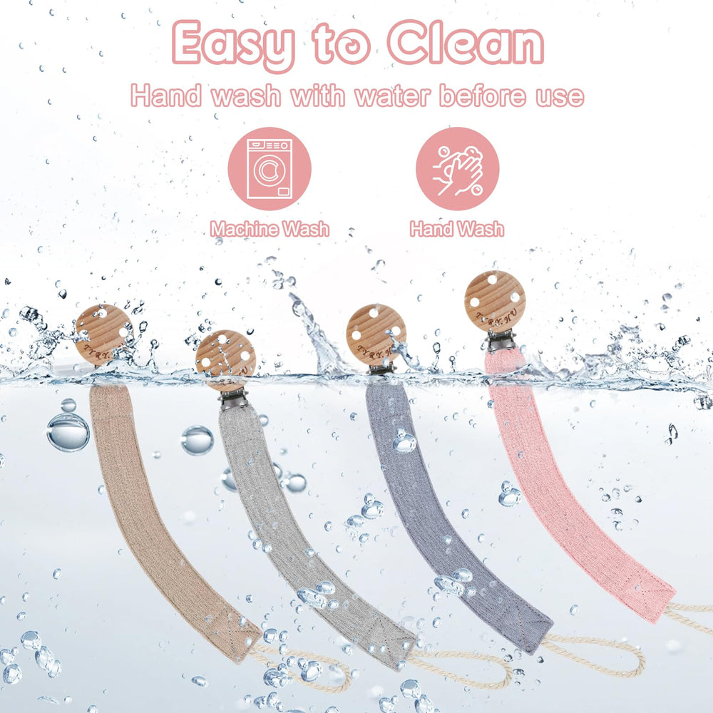 TYRY.HU Ribbon Pacifier Clip soft webbing texture, washable and durable