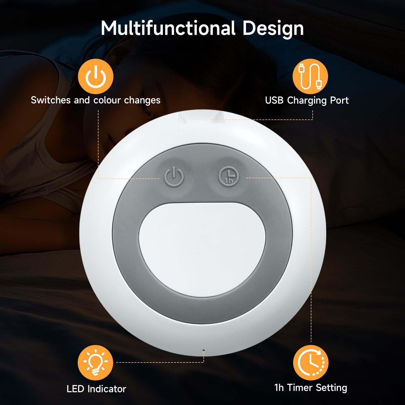Tyute rechargeable night light with long battery life for travel.