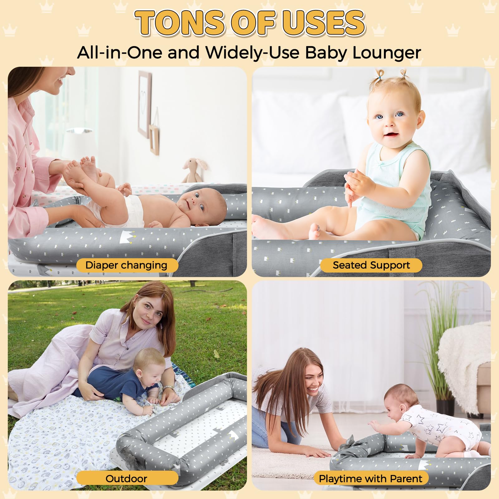 Tywop baby lounger lightweight-travel demonstrates portable use at home or away.