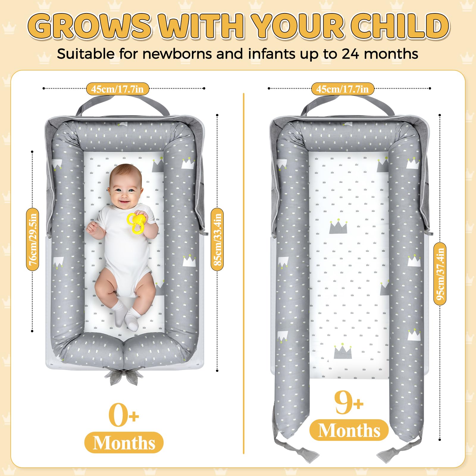 Tywop baby lounger soft-breathable-cotton shows gentle skin-friendly comfort.