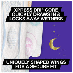 U by Kotex AllNighter Tru-Fit wings ensure secure fit during sleep.