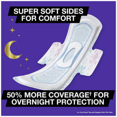 U by Kotex AllNighter Xpress DRI core absorbs moisture to protect sheets.
