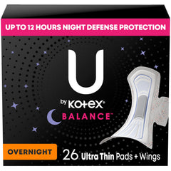 U by Kotex Balance Overnight Pad front view showing secure night coverage
