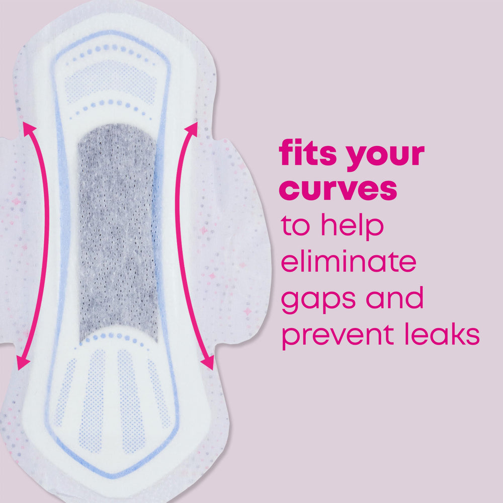 Individually wrapped pad for discreet on-the-go protection.