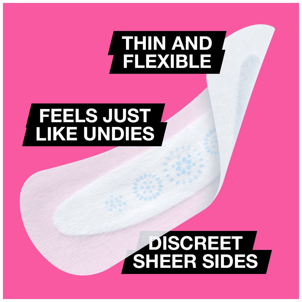 U by Kotex Barely There liner light-absorbency design for light flow.