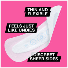 U by Kotex Barely There liner light-absorbency design for light flow.