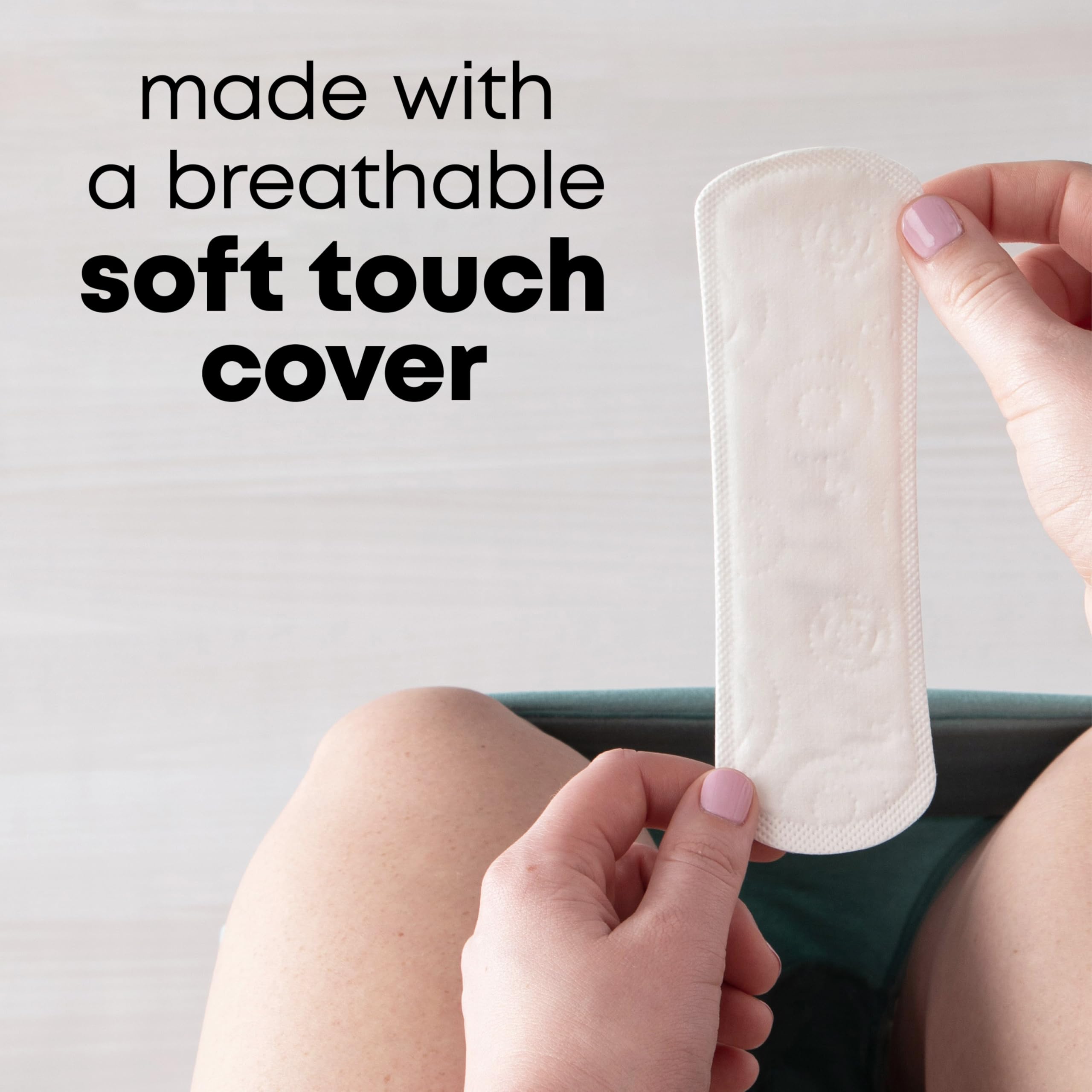 U by Kotex Clean & Secure pantiliner hypoallergenic materials dermatologist-tested reassurance.