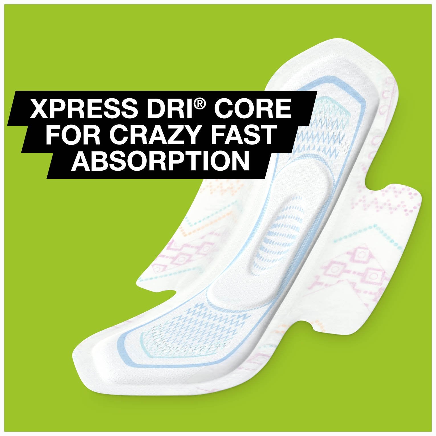 U by Kotex CleanWear pads with Wings for secure, flutter-free fit