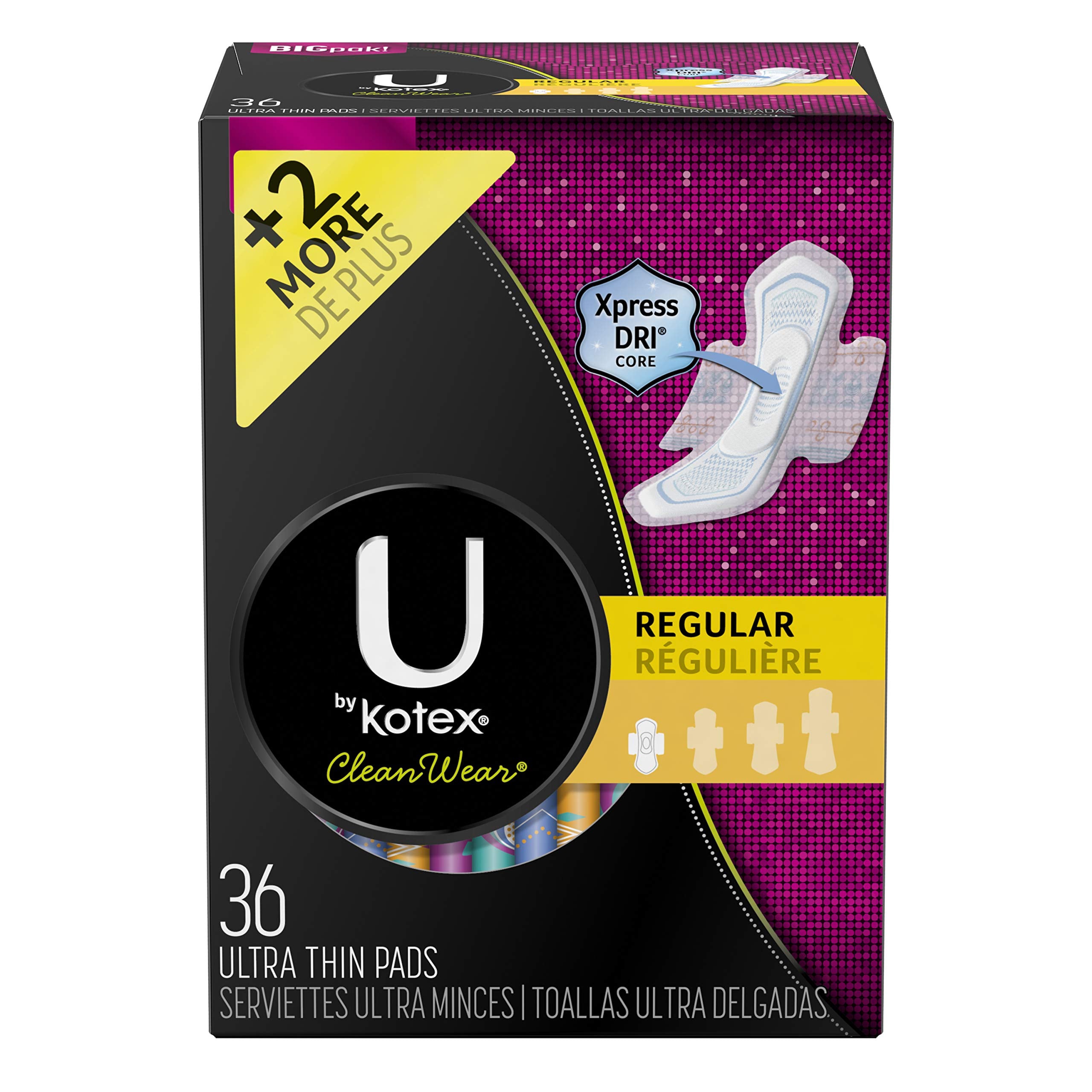 U by Kotex CleanWear Ultra Thin Pads with Wings pack offering slim protection for daily wear.