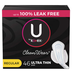 U by Kotex CleanWear ultra-thin pads with wings for secure daily protection.