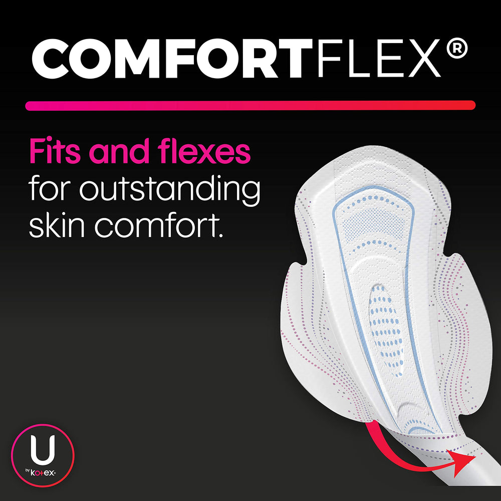Unwrapped closeup of U by Kotex CleanWear Ultra Thin Pads with Wings for discreet wear