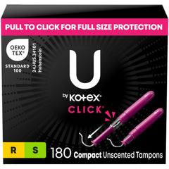 U by Kotex Click compact tampon regular packaging, portable protection for on-the-go