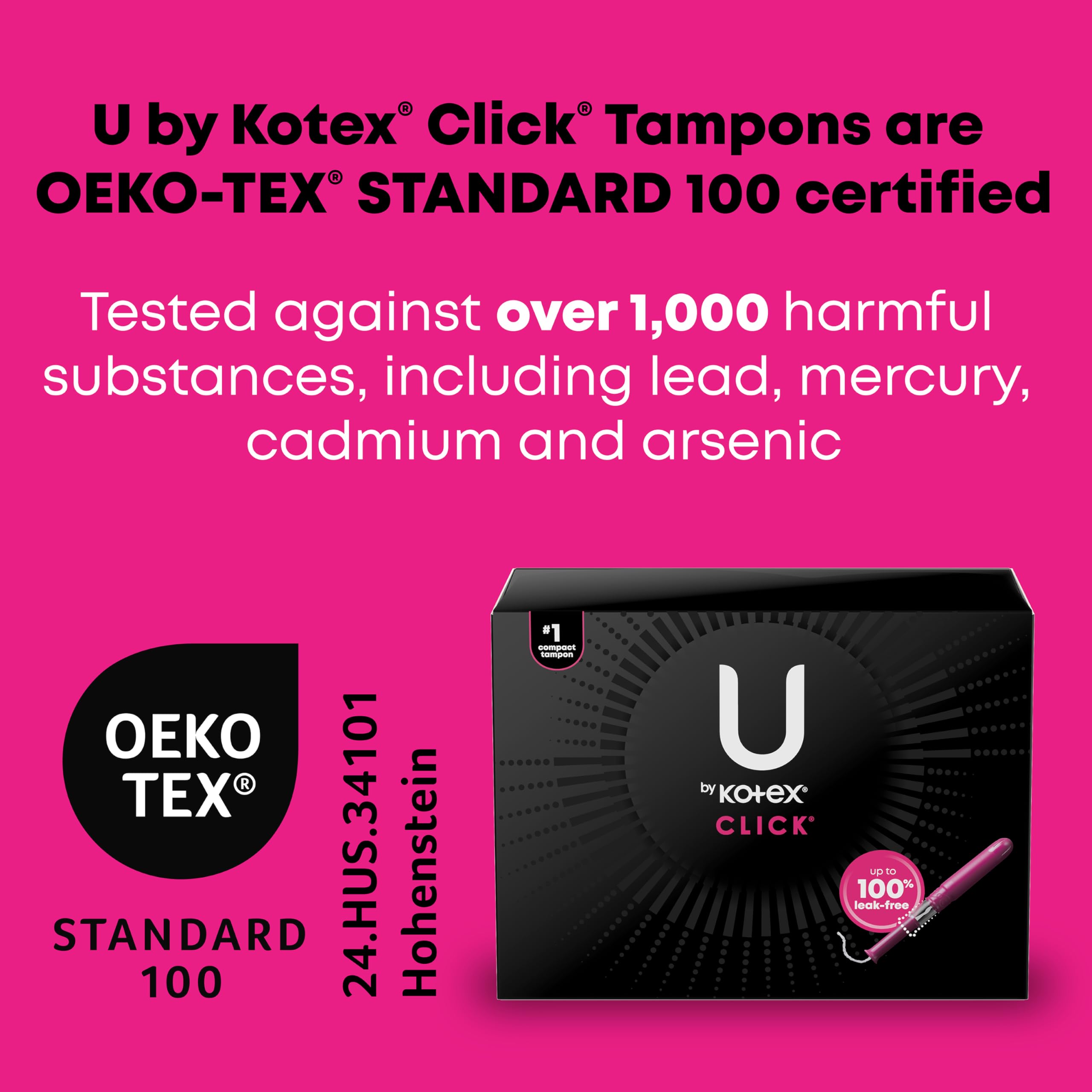 U by Kotex Click Xpress-DRI protection feature highlighted
