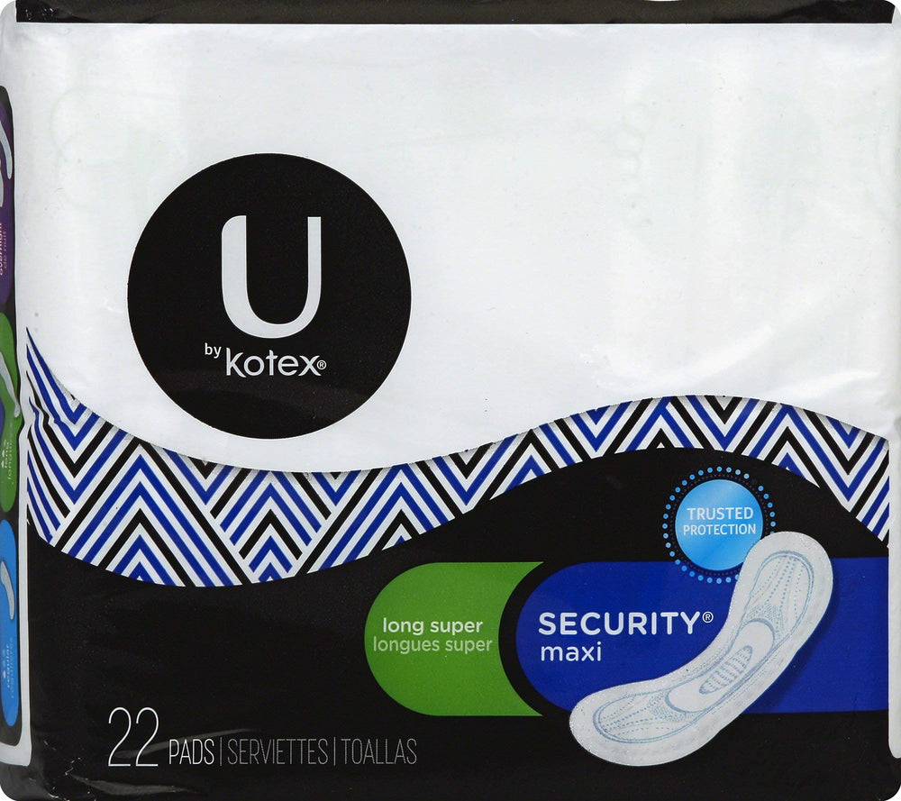 U by Kotex Security Maxi Pad long super for heavy flow days with breathable cottony-soft cover