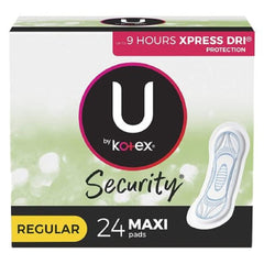 U by Kotex Security Maxi Pads Regular absorbency with breathable cottony top cover for everyday comfort.