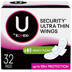 U by Kotex Security Ultra Thin Pads with Wings packaging for on-the-go protection