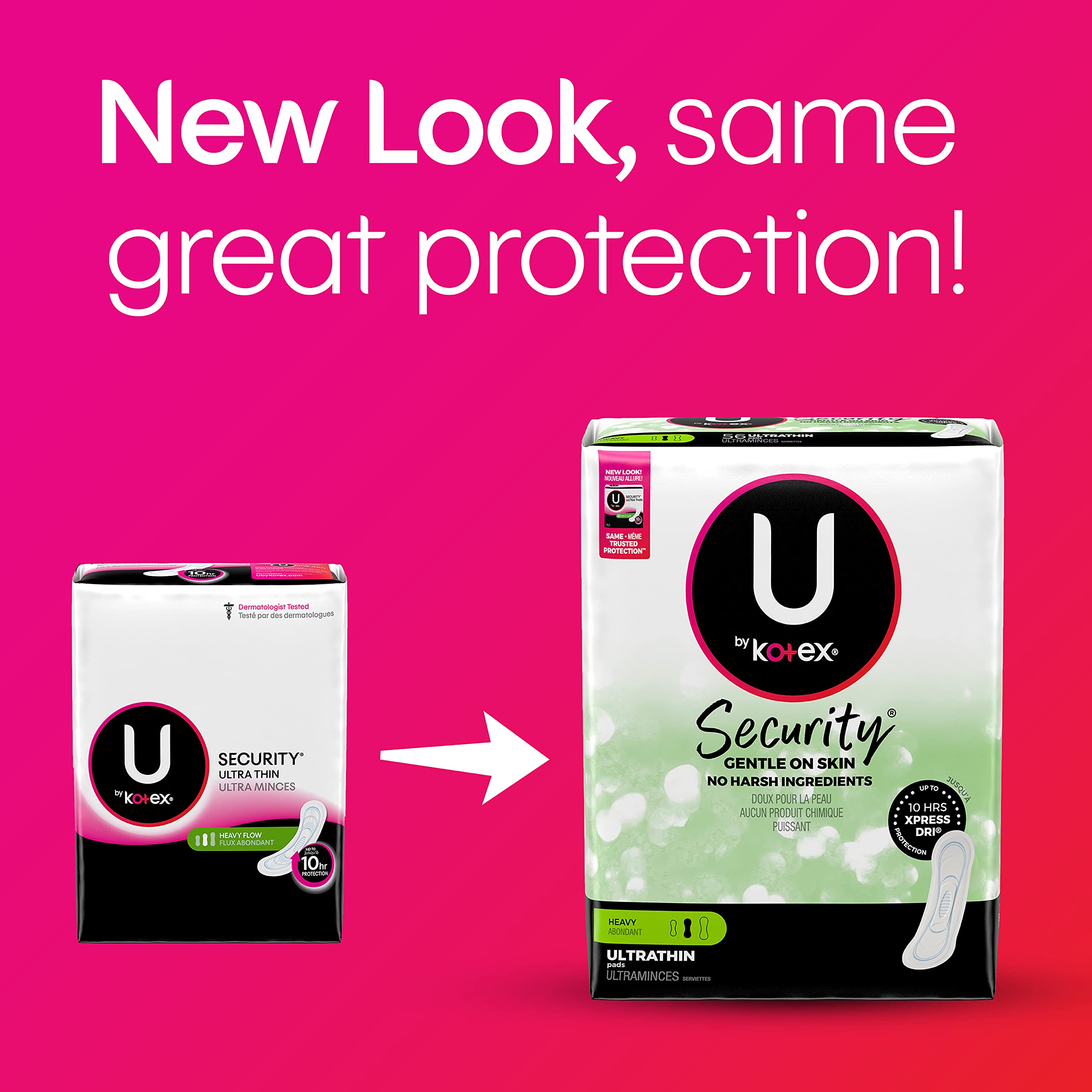 U by Kotex Ultra Thin Long Pads laid flat reveal slim profile and coverage.