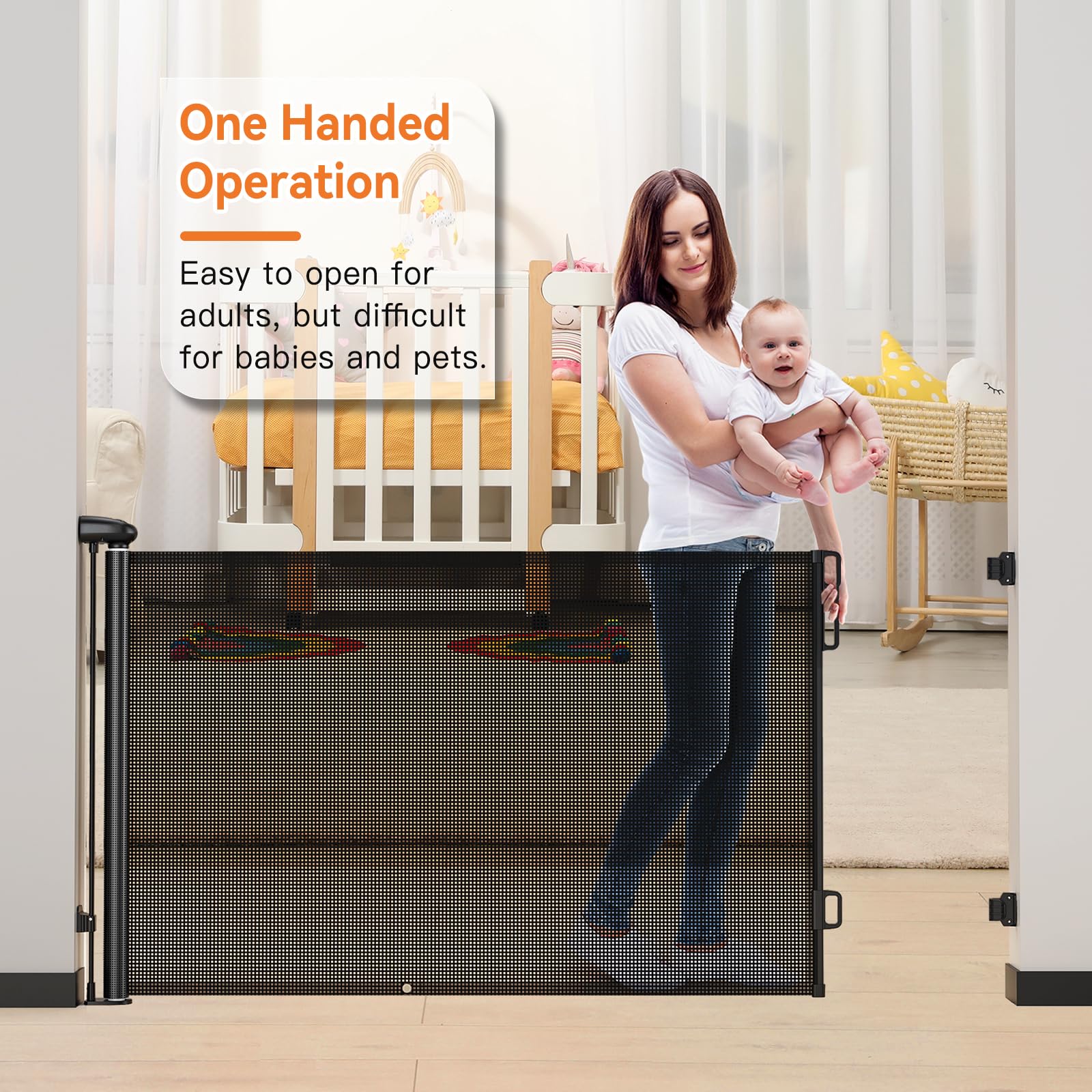 Uamector adjustable width reaching 72 inches to fit multiple openings.