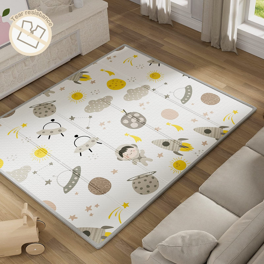 UANLAUO foldable baby play mat, open 59x71 inches, spacious for playtime.